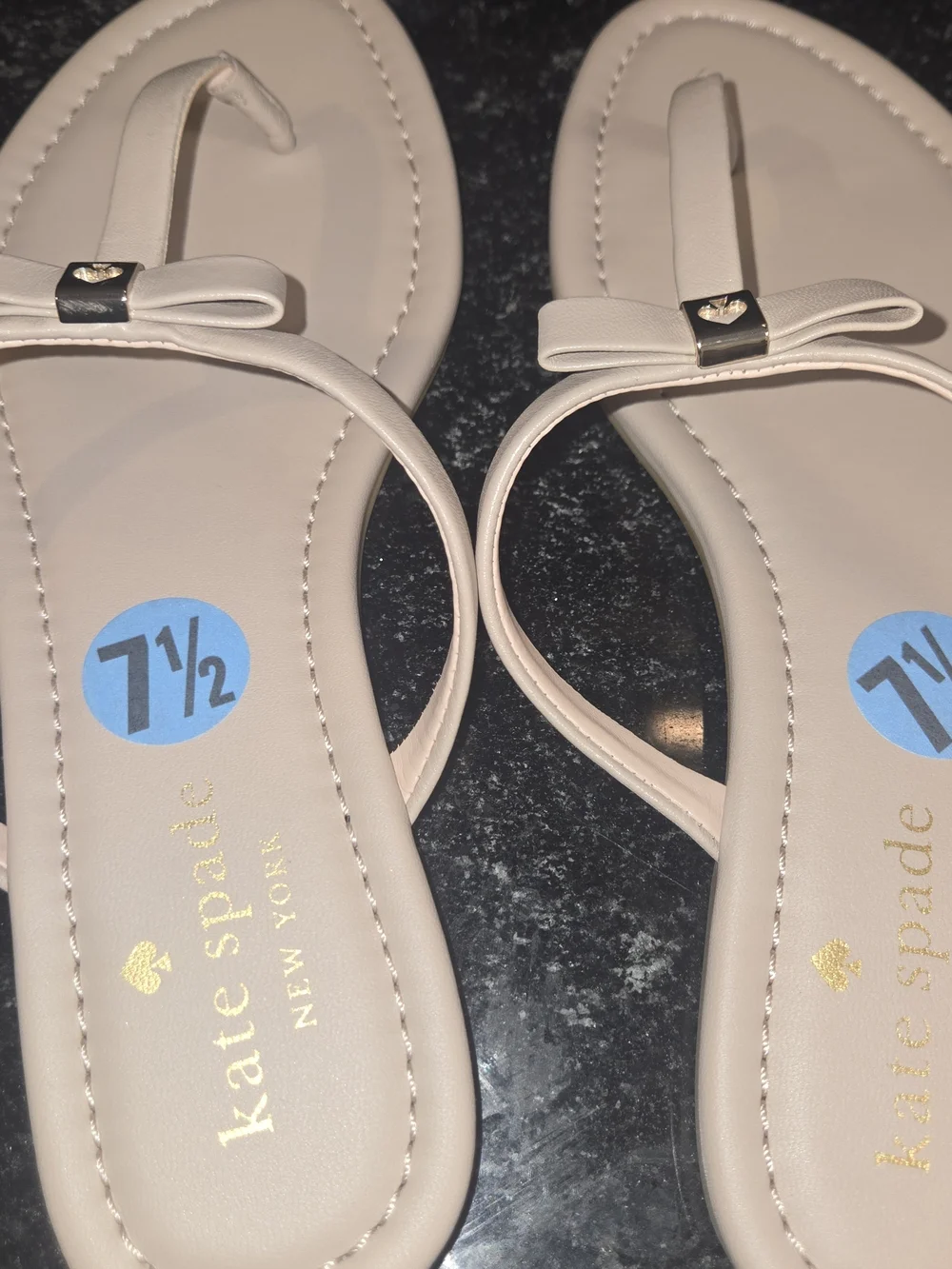 kate spade Nude Bow T-Strap Flat Sandals